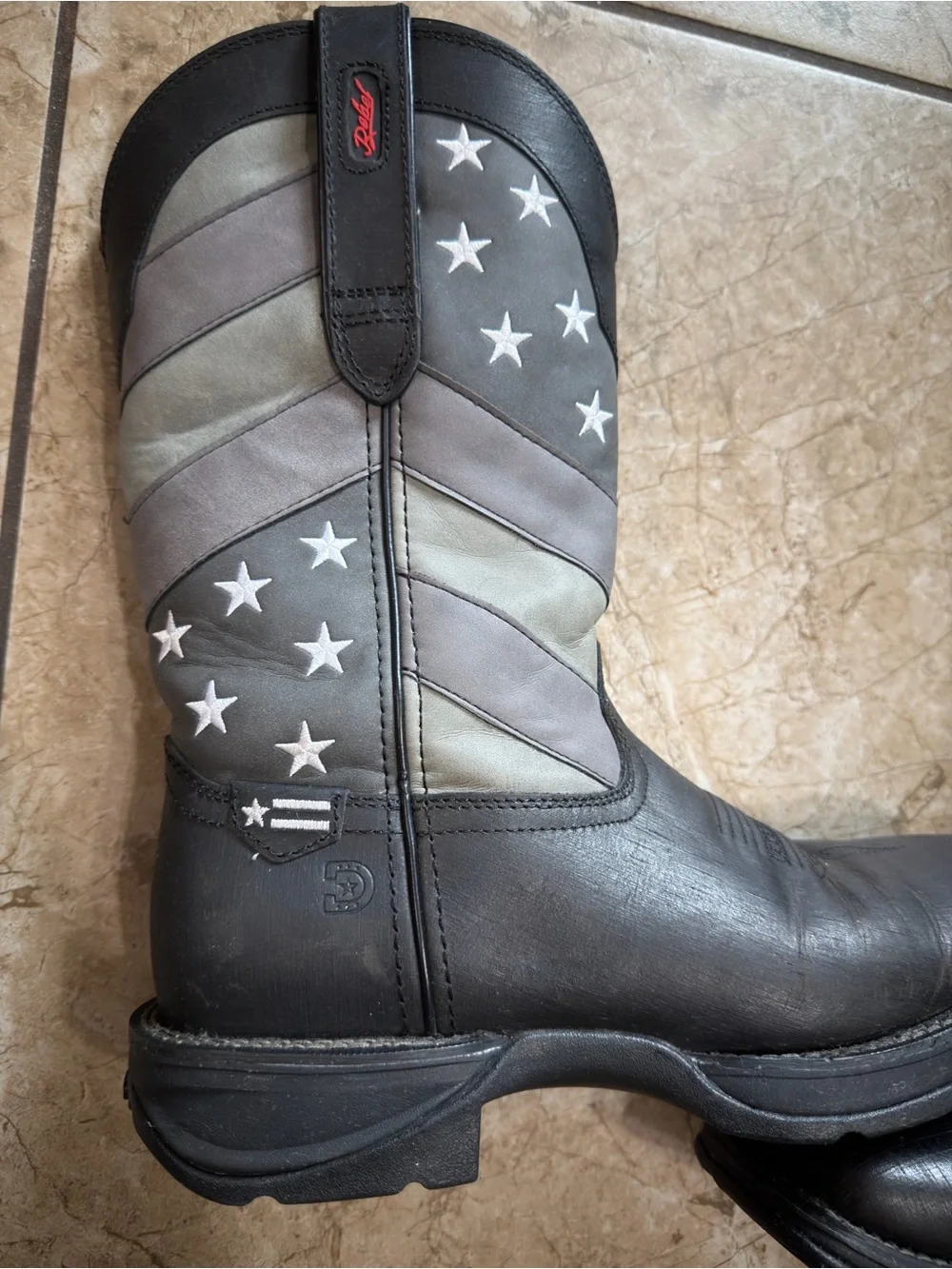 Men’s Durango Black and Gray Flag Accent Western Boots